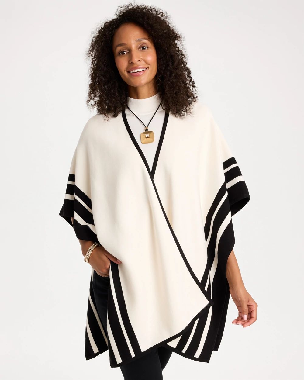 Tipped Double-Knit Ruana