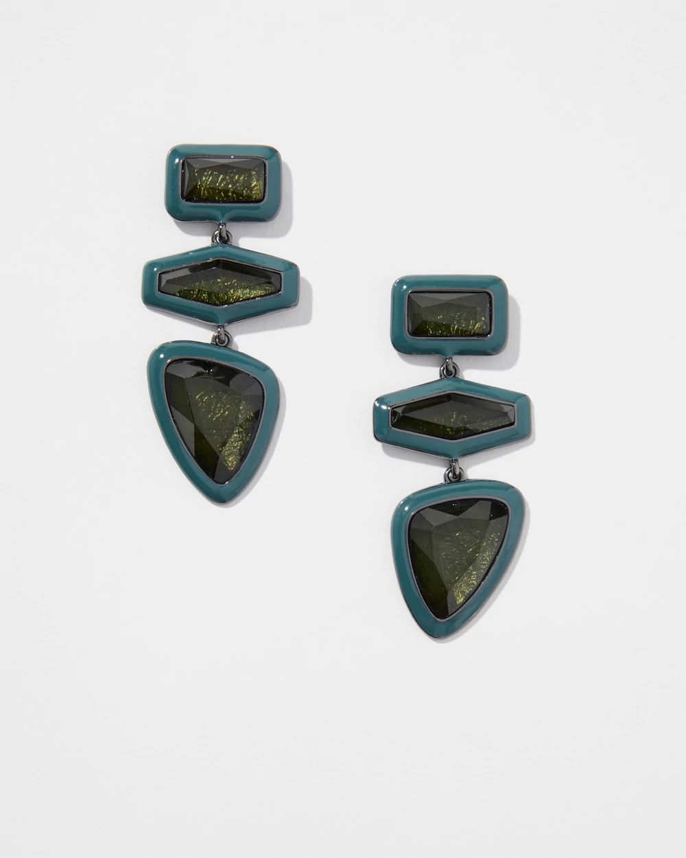 Green Linear Drop Earrings