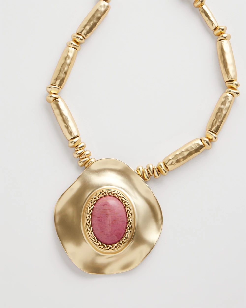 Golden Rhodonite Stone Pendant Necklace