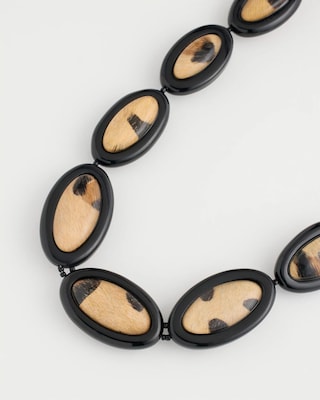 Single Strand Animal Hair On Leather Necklace click to view larger image.