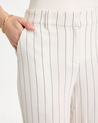 Striped Linen Wide-Leg Ankle Pants click to view larger image.