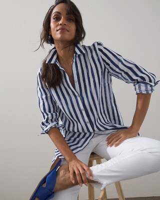 No-Iron Linen Stripe Tunic