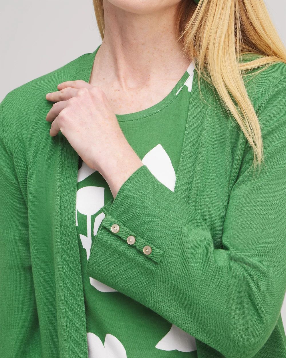 Spun Rayon Flare Sleeve Cardigan click to view larger image.