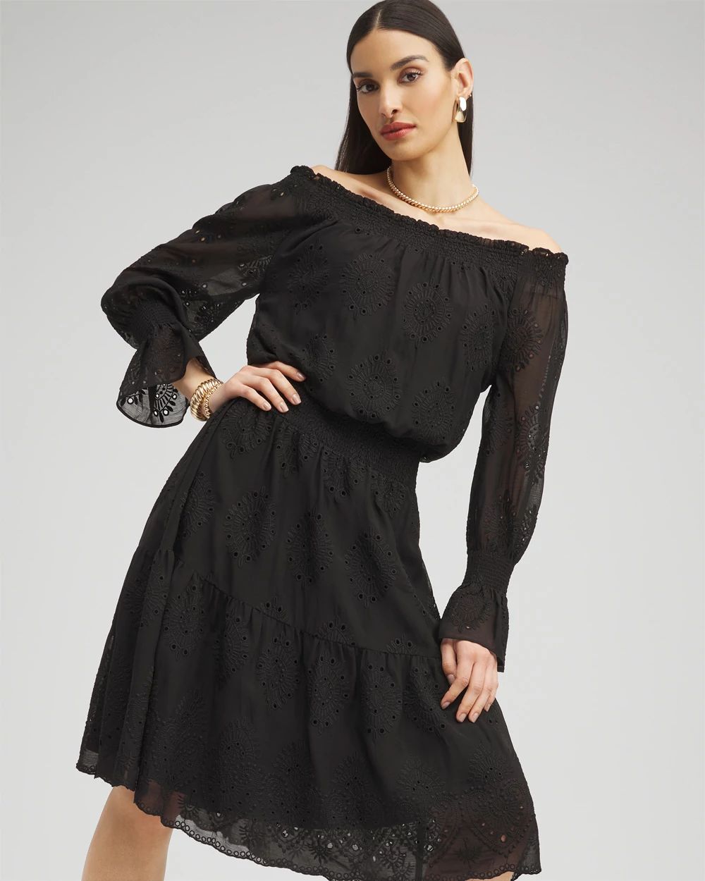Chiffon Eyelet Dress