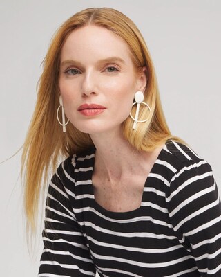White Clip-on Drop Hoops