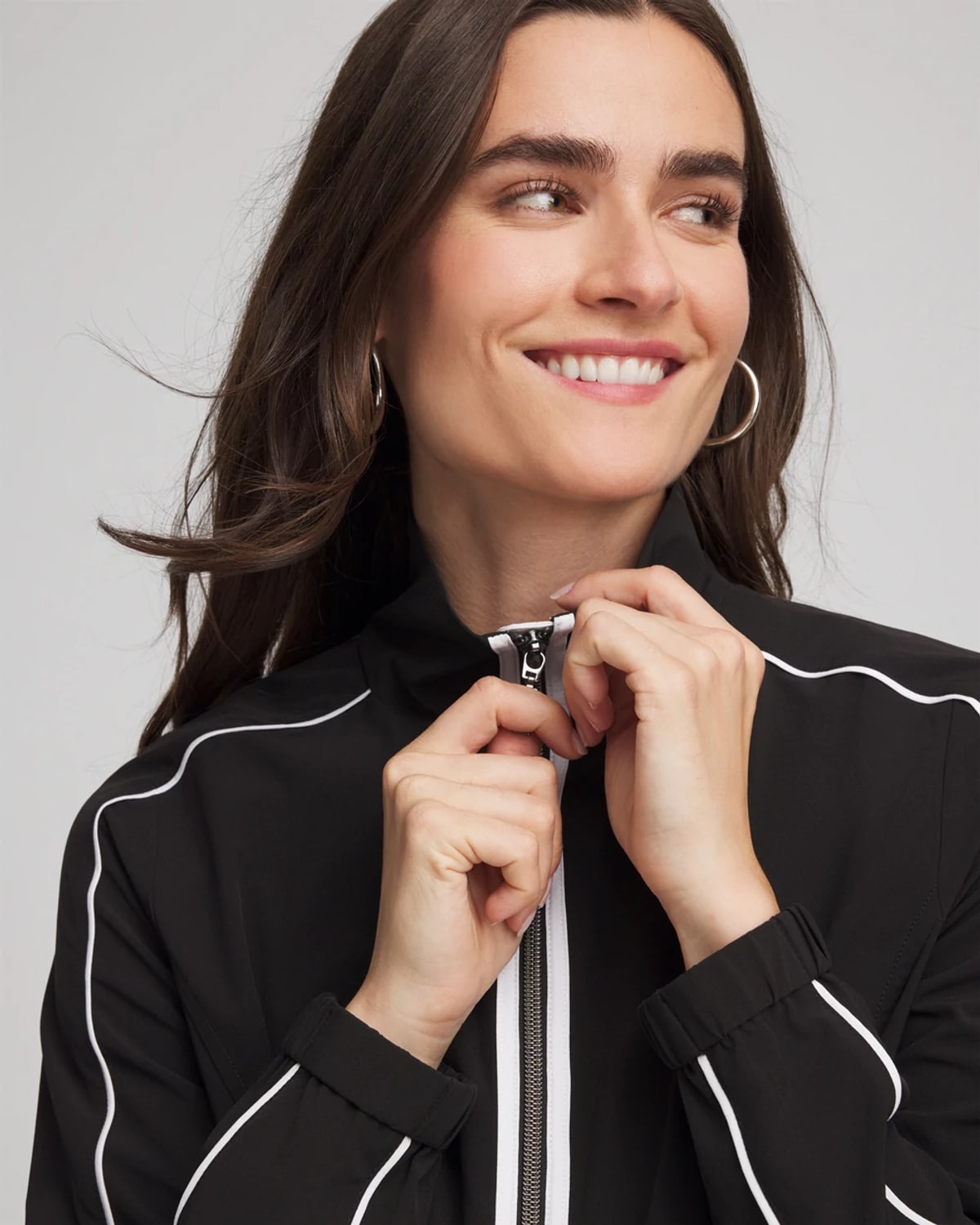 Chico's Contrast Jacket In Black In Black