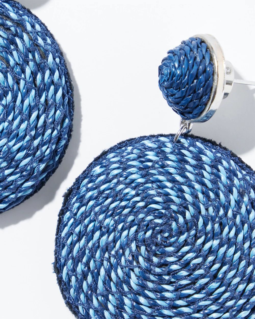 Navy Drop Hoop Earrings
