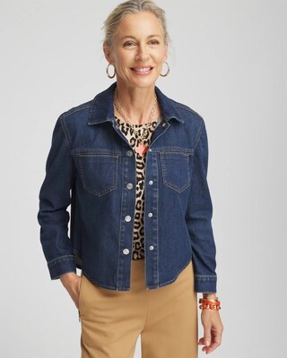 Cropped Denim Shacket