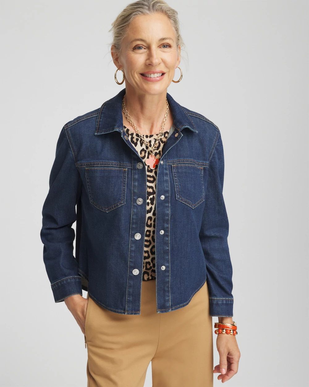 Cropped Denim Shacket