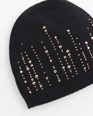Black Embellished Knit Hat