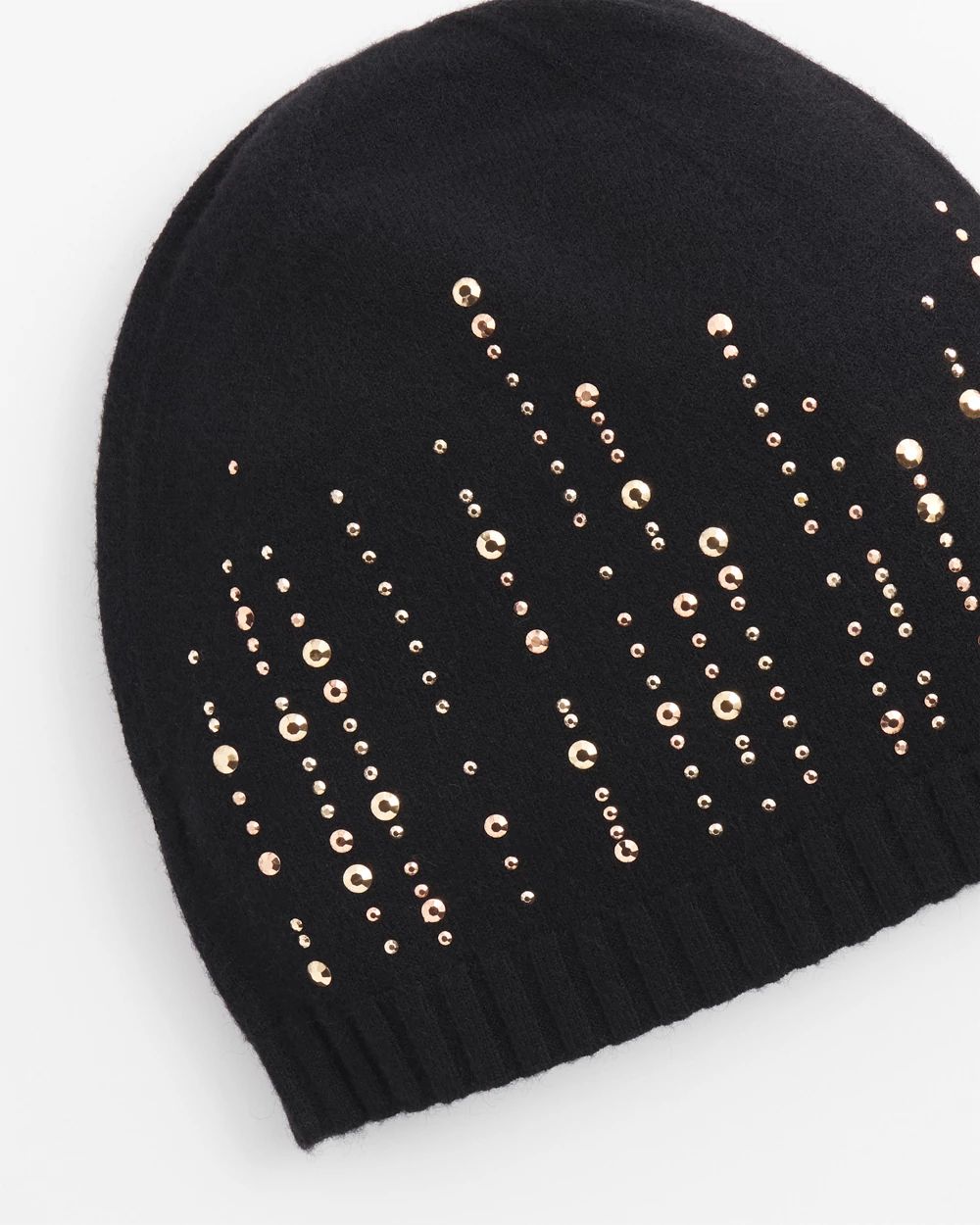 Black Embellished Knit Hat