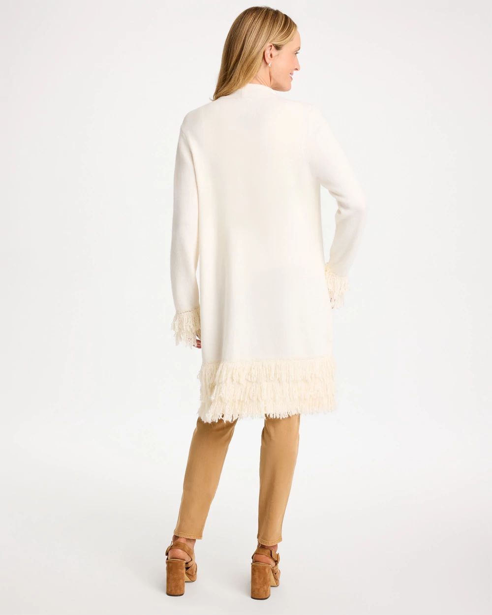 Fringed Long-Sleeve Coatigan click to view larger image.
