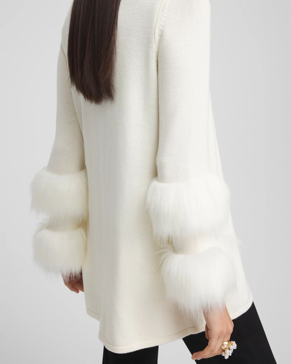 Travelers™ Collection Faux Fur Cuff Cardigan