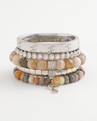 Neutral Beaded Stretch Bracelet