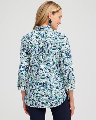 No Iron™ 3/4 Sleeve Abstract Print Shirt