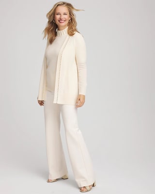 Cashmere Pearl-Trim Cardigan click to view larger image.