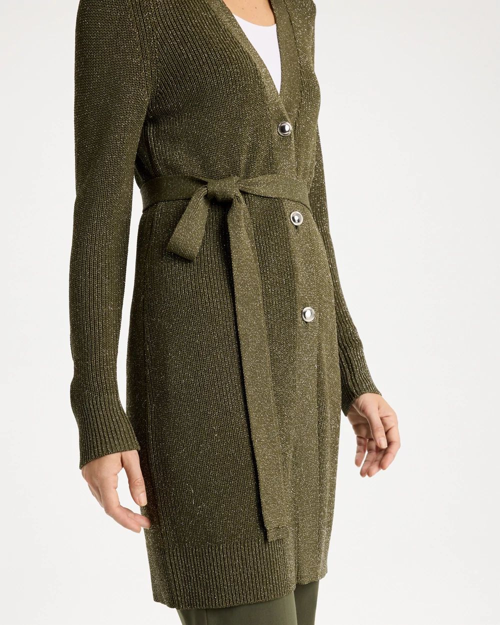 Belted Button-Front Sweater Coatigan click to view larger image.