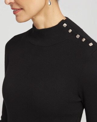 Ecovero™ Button Mock Neck Sweater click to view larger image.