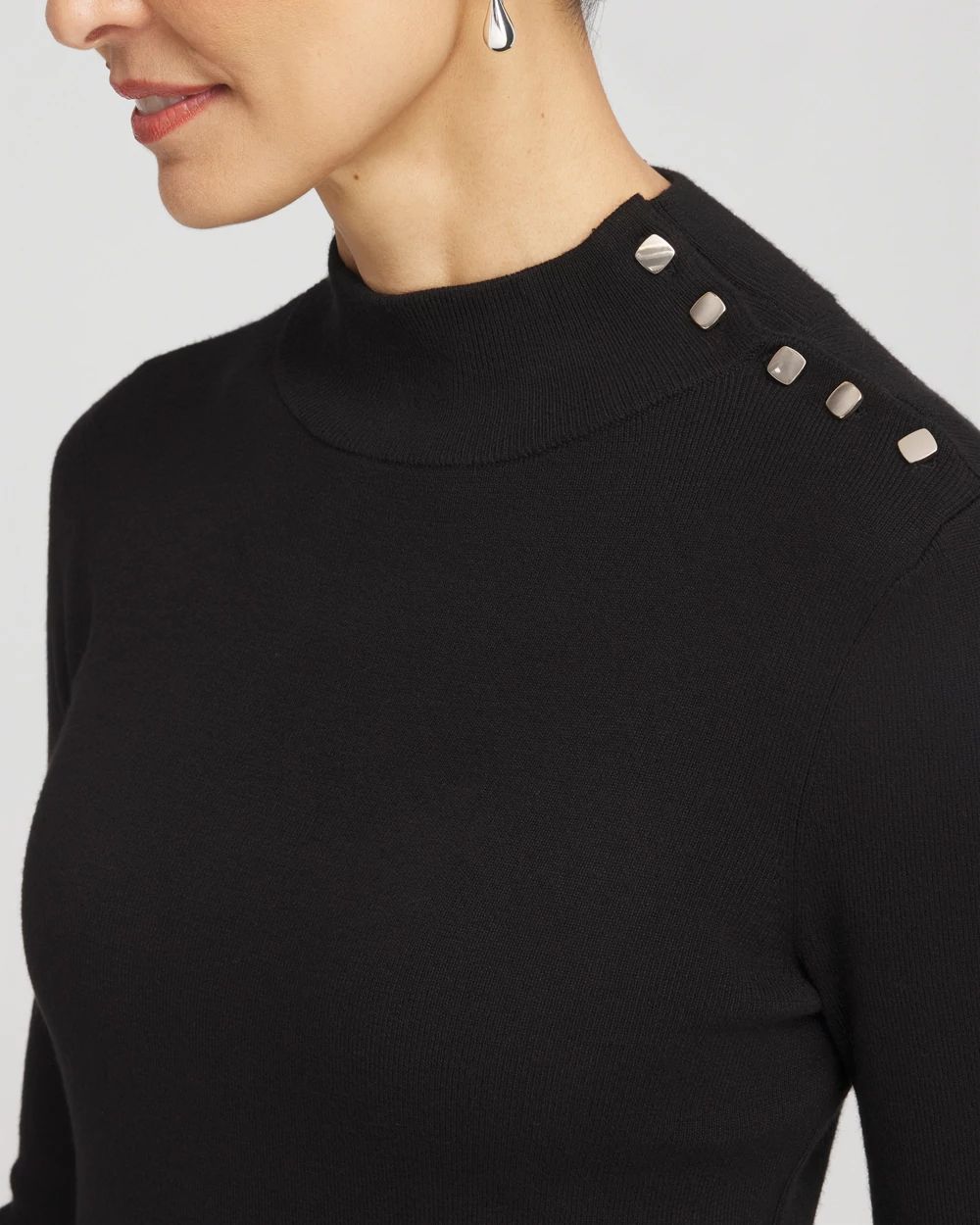 Ecovero™ Button Mock Neck Sweater