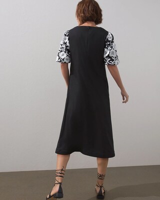 3D Embroidered Sleeve Midi Dress