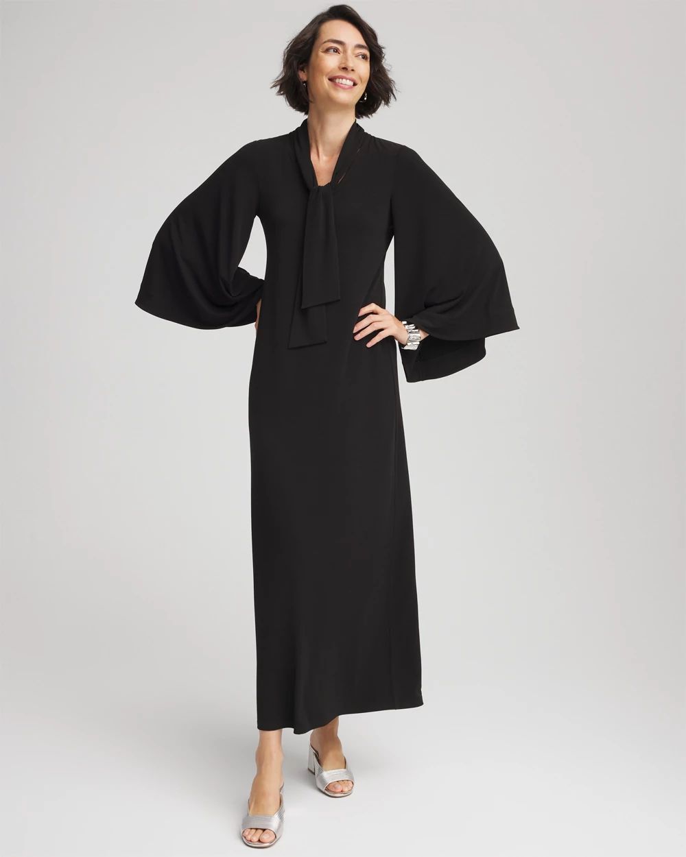Flutter-Sleeve Tie-Front Dress
