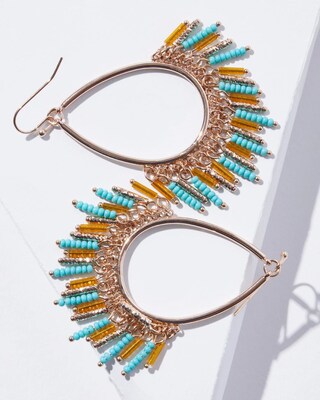 Teal Fringe Hoop Earrings