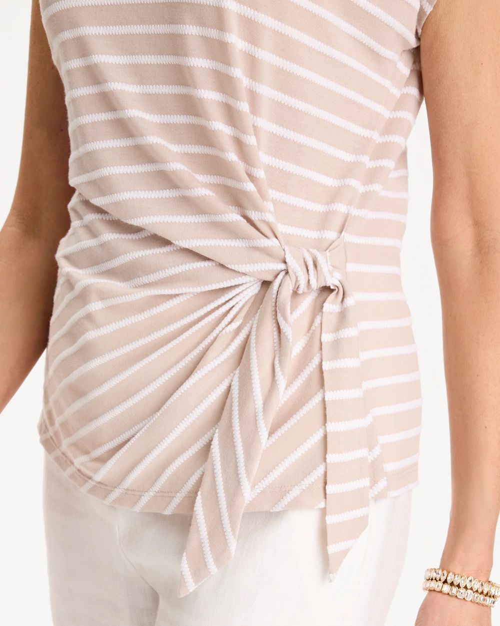 Striped Tie-Front Tee