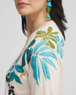 Embroidered Palms Cardigan