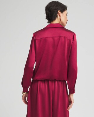 Satin Bubble Hem Shirt click to view larger image.