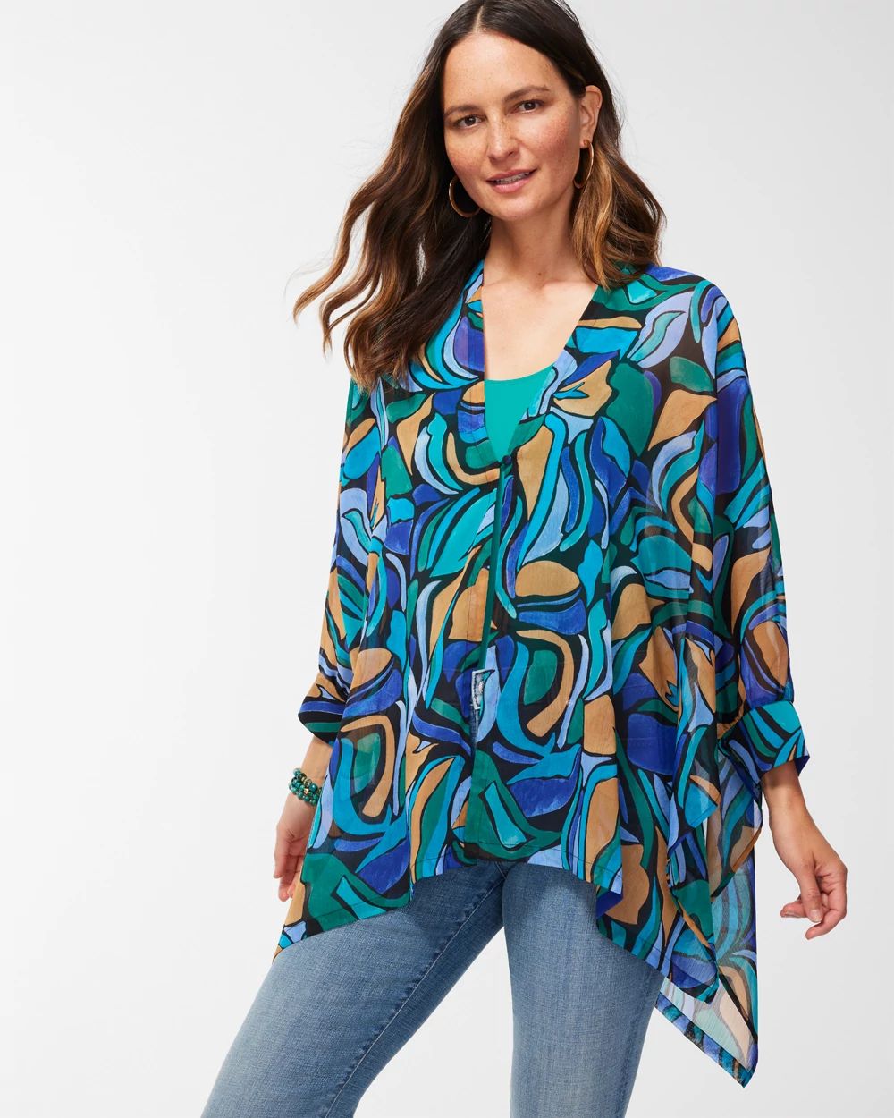 Floral Cuffed Ruana