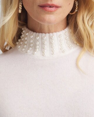 Cashmere Pearl Mock Neck Sweater