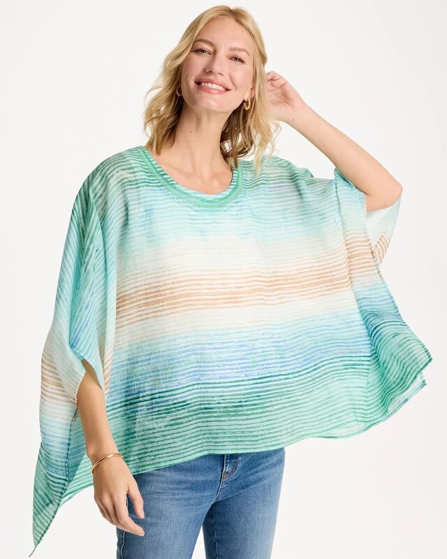 Ombre Coastal Printed Poncho - image 1