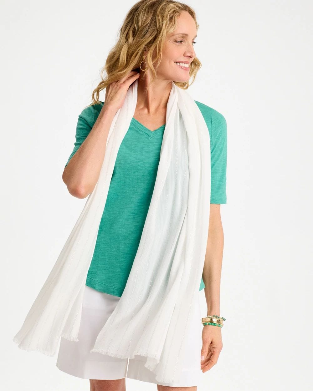 Satin Metallic Oblong Scarf