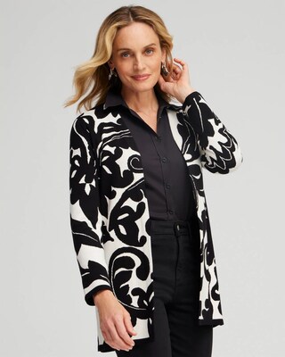 Double Knit Scroll Print Cardigan