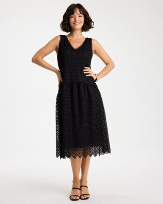 Knit Embroidered Lace Sleeveless Dress