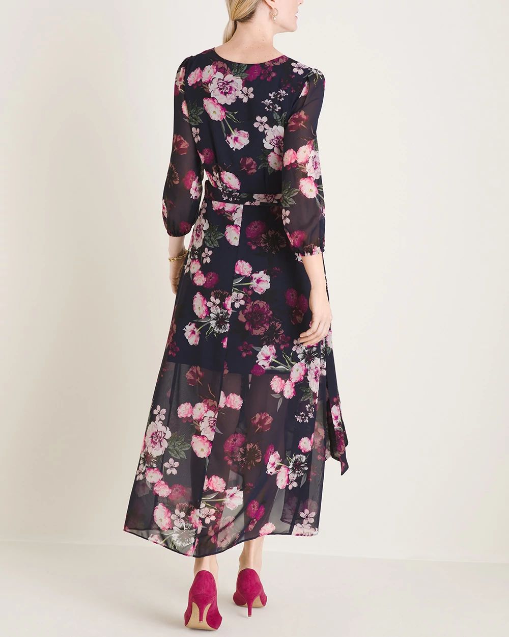 Eliza J Midi Wrap Dress with High-Low Hem