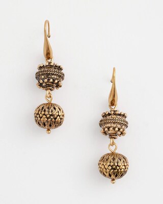 Gold Antique Drop Earrings click to view larger image.