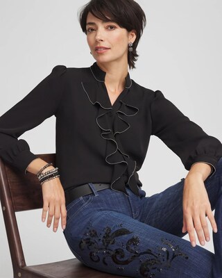 Ruffle Neck Shirt click to view larger image.