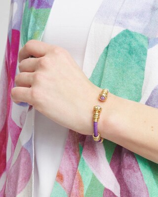 Jade Stone & Raffia-Wrapped Cuff click to view larger image.