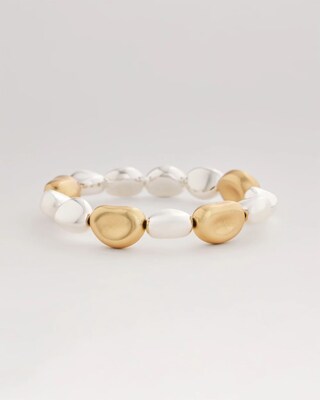 Gold & Silver Tone Beaded Stretch Bracelet click to view larger image.