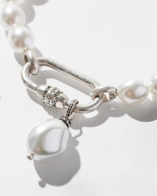 Faux Pearl Pavé Carabiner Bracelet