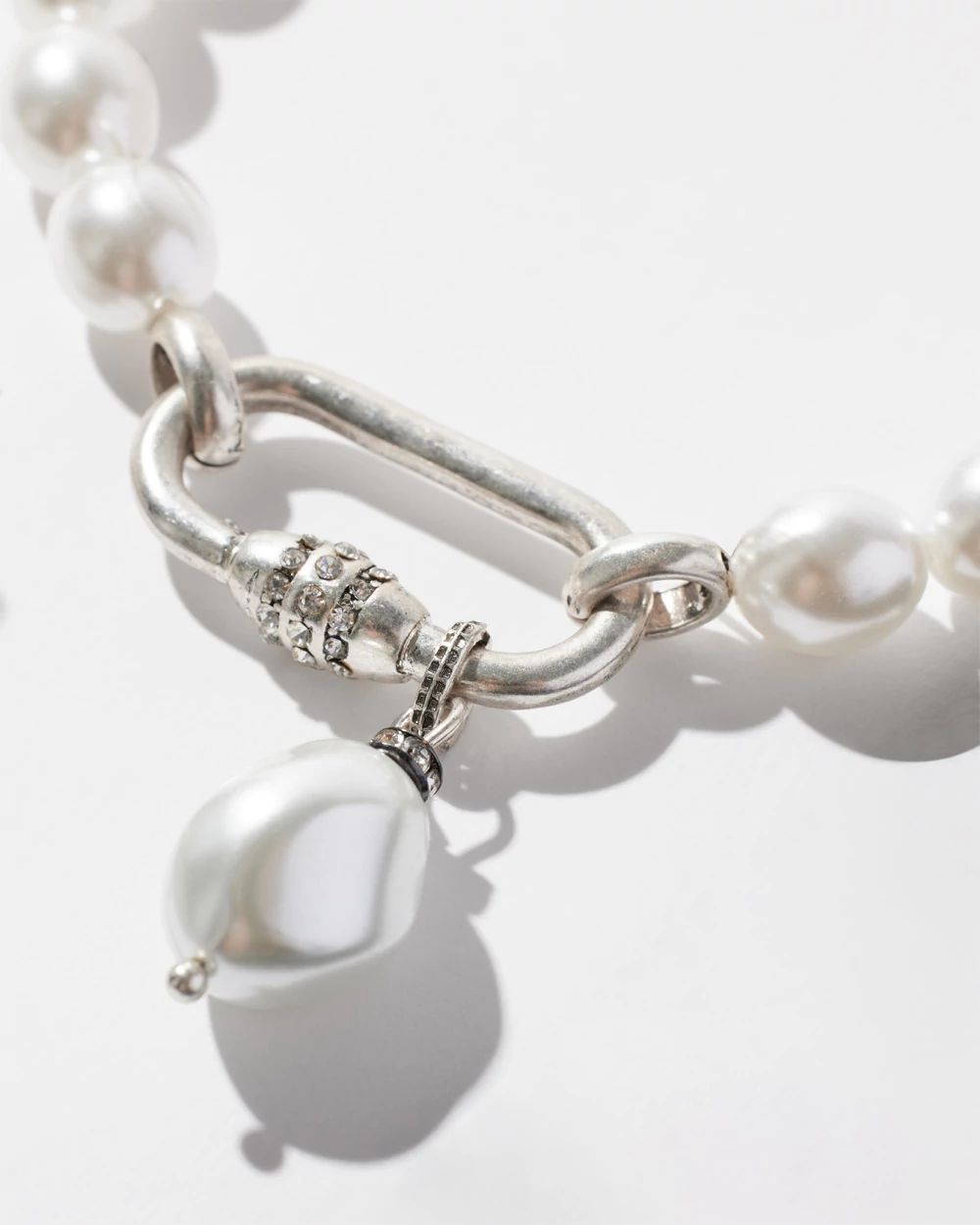 Faux Pearl Pavé Carabiner Bracelet