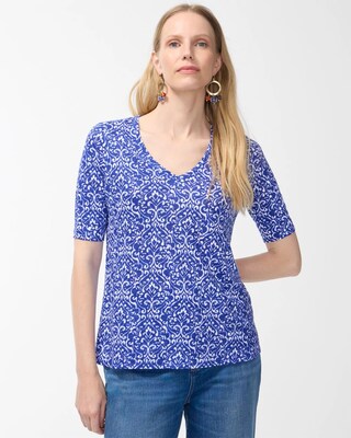 Shirred Back Cool Tile Linen Tee