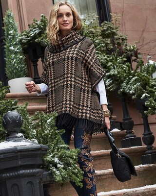 Plaid Knit Poncho