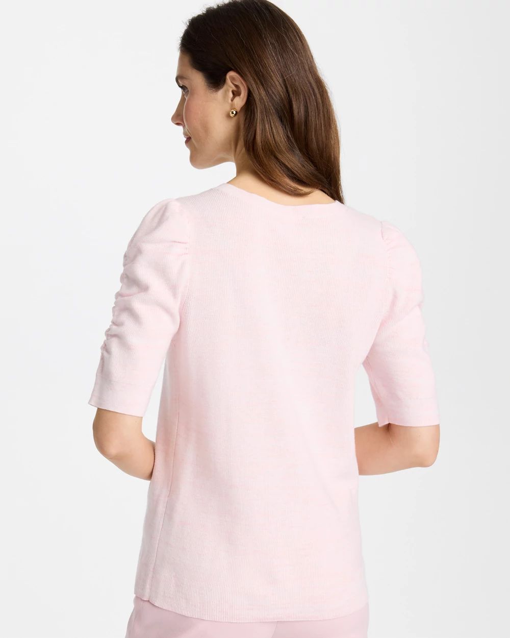 Space Dyed Ruched V-Neck Pullover Sweater