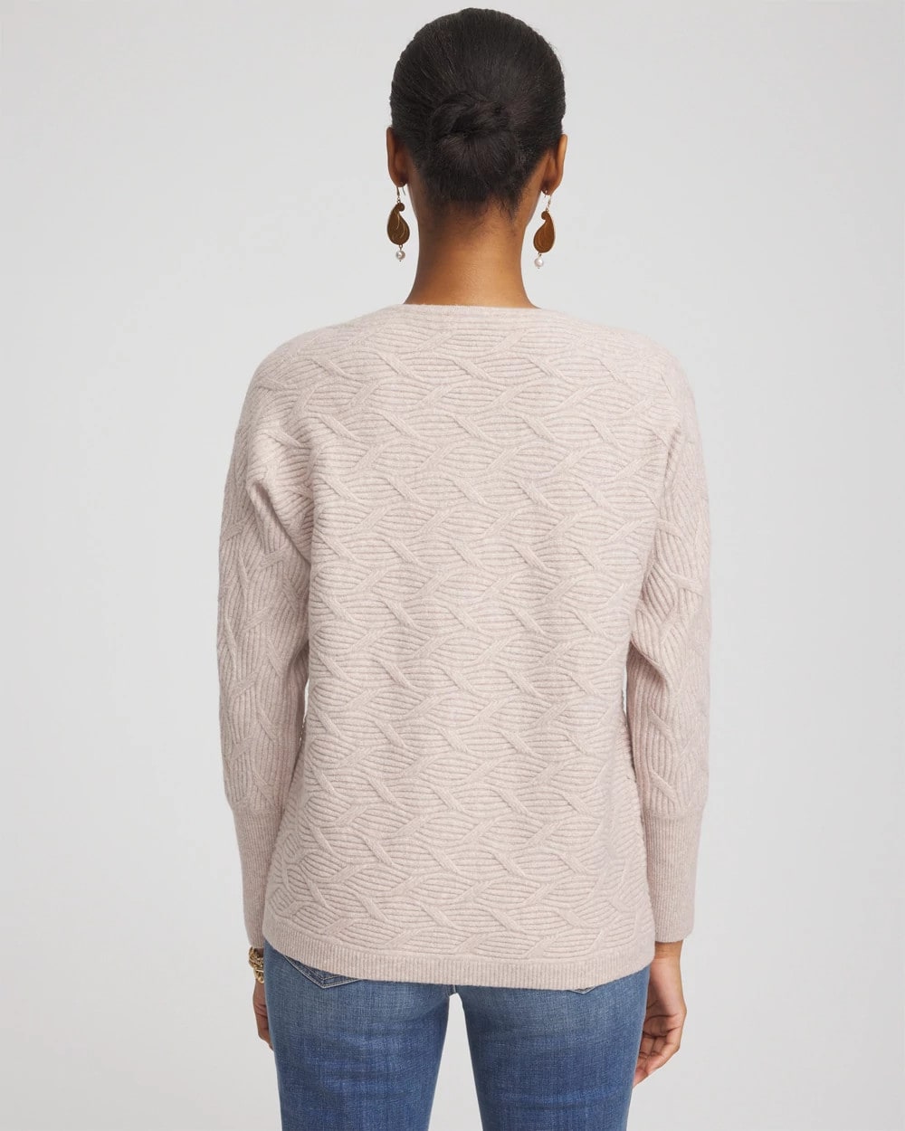 V-Neck Cable-knit Pullover Sweater