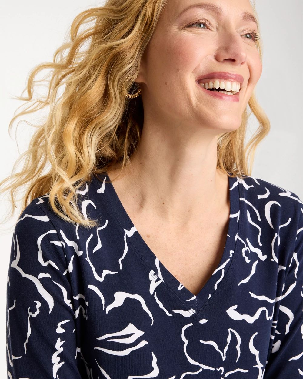 Maya Cotton Stretch 3/4 Sleeve Tee click to view larger image.