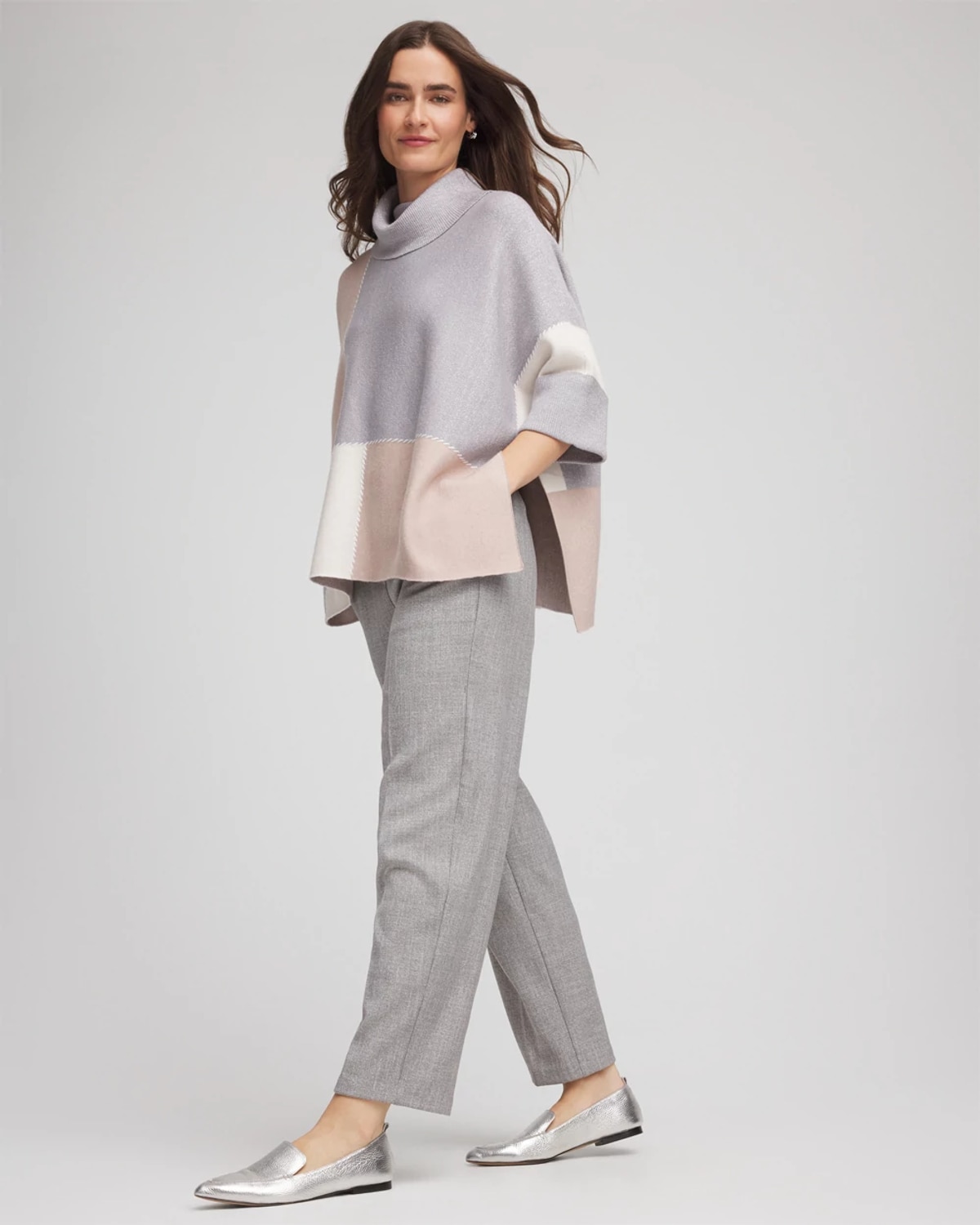 Chico's Shimmer Straight Tapered Ankle Pants In Metallic In Silver