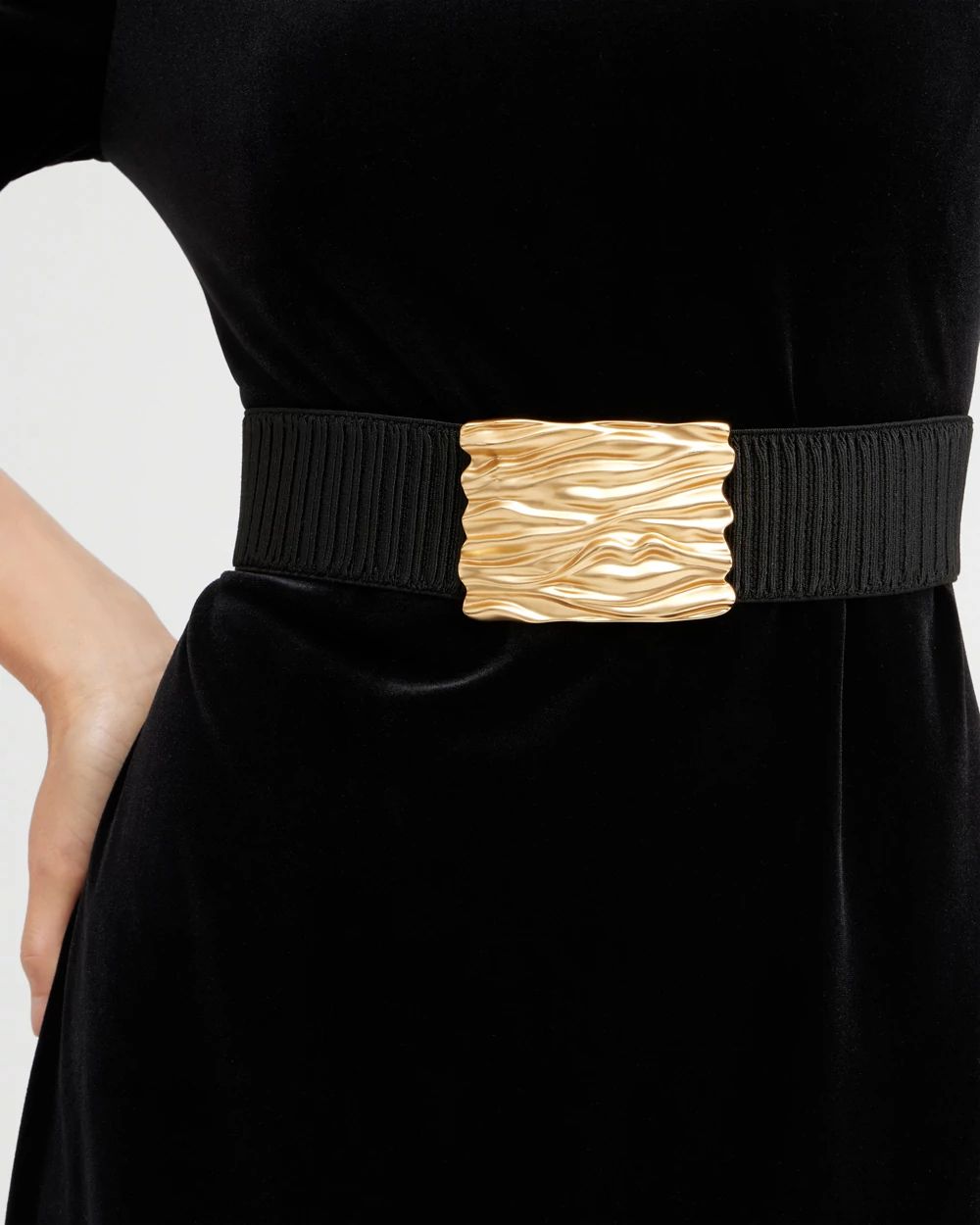 Gold Tone Buckle Stretch Belt