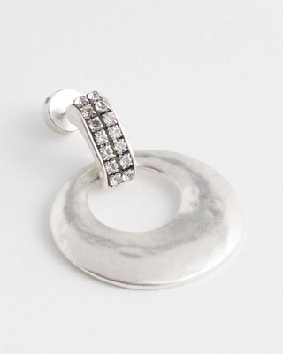 Silver & Pave Drop Circle Earrings